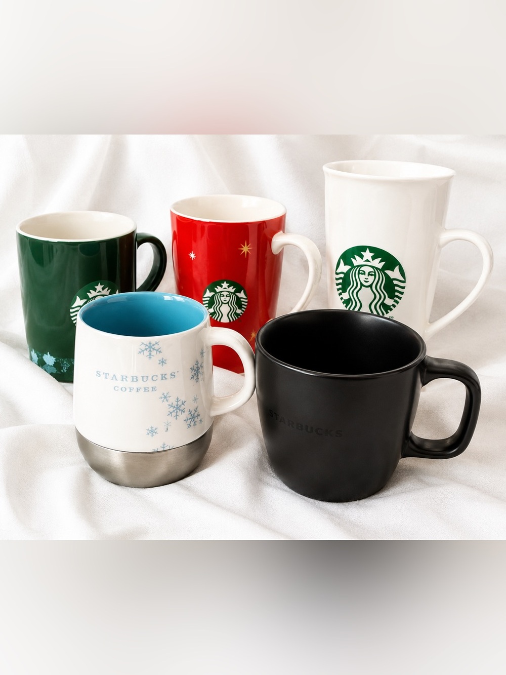 Starbucks Mug Bundle Lot of 5 Holiday & Classic Coffee Cups Assorted Collection